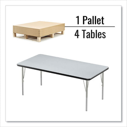 Adjustable Activity Table, Rectangular, 60" X 30" X 19" To 29", Granite Top, Black Legs, 4/pallet