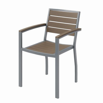 Eveleen Outdoor Patio Table With Six Mocha Powder-coated Polymer Chairs, 32 X 55 X 29, Mocha