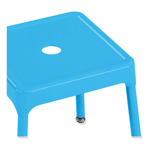 Steel Bar Stool, Backless, Supports Up To 275 Lb, 29" Seat Height, Baby Blue Seat, Baby Blue Base