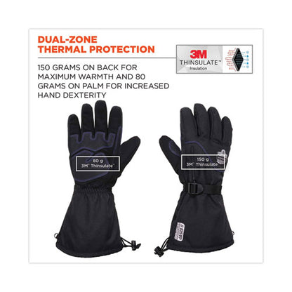 Proflex 825wp Thermal Waterproof Winter Work Gloves, Black, Medium, Pair