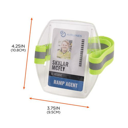 Squids 3386 Arm Band Id/badge Holder, Vertical, Hi-vis Lime, 3.75 X 4.25 Holder, 2.5 X 4 Insert, 10/pack