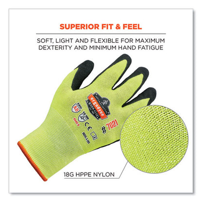 Proflex 7021 Hi-vis Nitrile-coated Cr Gloves, Lime, Small, Pair