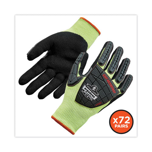 Proflex 7141 Ansi A4 Dir Nitrile-coated Cr Gloves, Lime, Small, 72 Pairs/pack