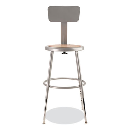 6200 Series 19" To 27" Height Adjustable Heavy Duty Stool With Backrest, Supports 500 Lb, Brown Seat, Gray Back, Gray Base