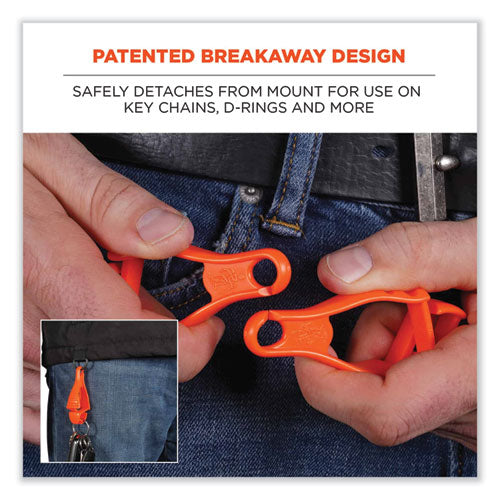 Squids 3400 Dual Clip Glove Clip Holder, 1 X 1 X 6.5, Acetal Copolymer, Orange