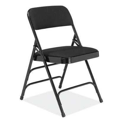 2300 Series Fabric Upholstered Triple Brace Premium Folding Chair, Supports Up To 500 Lb, Midnight Black, 4/carton