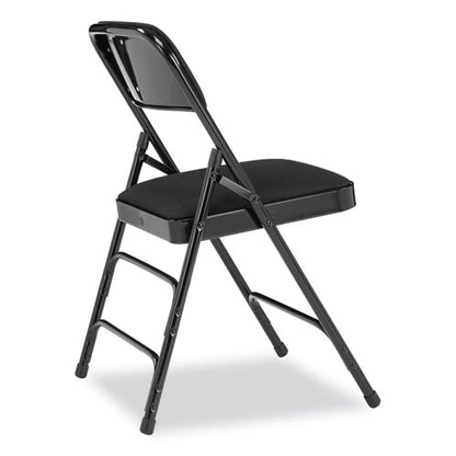 2300 Series Fabric Upholstered Triple Brace Premium Folding Chair, Supports Up To 500 Lb, Midnight Black, 4/carton