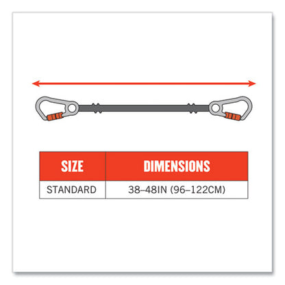 Squids 3121 Burn + Cr Aramid Tool Lanyard With Steel Carabiners, 10 Lb Max Working Capacity, 38" To 48" Long, Yellow