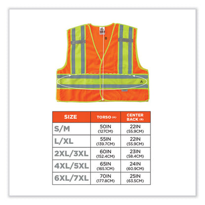 Glowear 8245psv Class 2 Public Safety Vest, Polyester, 4x-large/5x-large, Orange