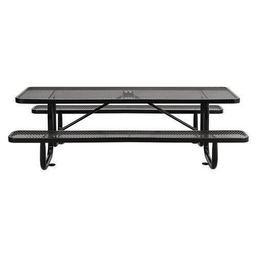 Expanded Steel Picnic Table, Rectangular, 96 X 62 X 29.5, Black Top, Black Base/legs