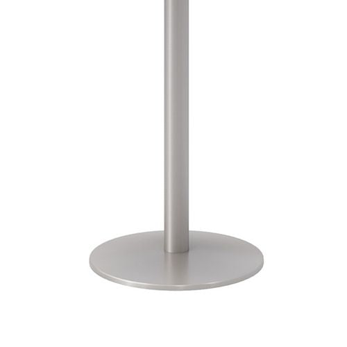 Pedestal Bistro Table With Four White Jive Series Barstools, Round, 36" Dia X 41h, Studio Teak