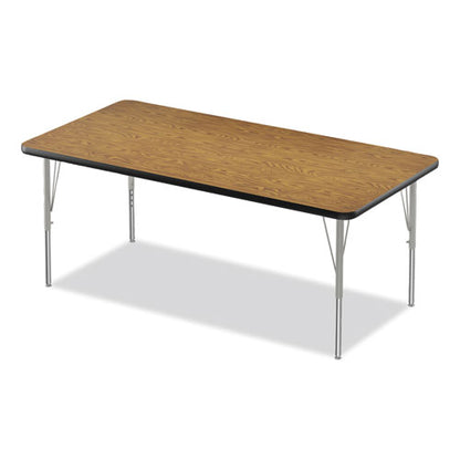 Adjustable Activity Table, Rectangular, 60" X 30" X 19" To 29", Medium Oak Top, Black Legs, 4/pallet