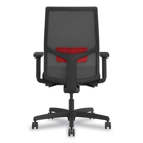 Ignition 2.0 4-way Stretch Mid-back Mesh Task Chair, Red Adjustable Lumbar Support, Black