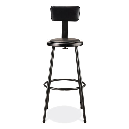 6400 Series Heavy Duty Vinyl Padded Stool With Backrest, Supports 300 Lb, 30" Seat Height, Black Seat/back/base