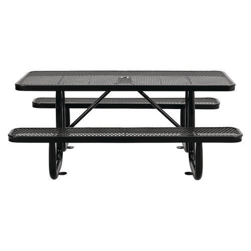 Expanded Steel Picnic Table, Rectangular, 72 X 62 X 29.5, Black Top, Black Base/legs