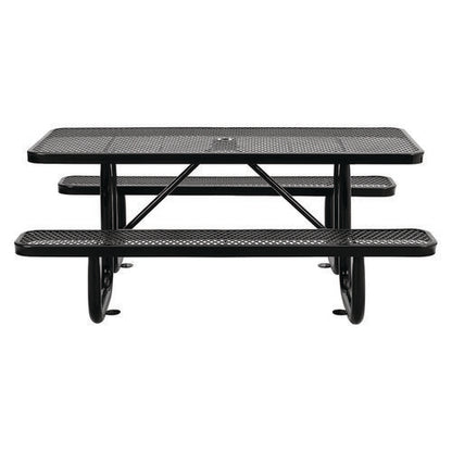 Expanded Steel Picnic Table, Rectangular, 72 X 62 X 29.5, Black Top, Black Base/legs