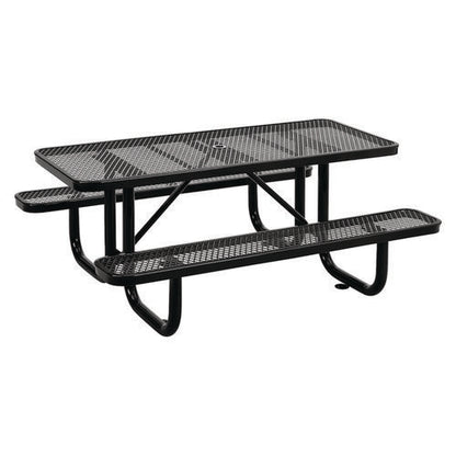 Expanded Steel Picnic Table, Rectangular, 72 X 62 X 29.5, Black Top, Black Base/legs