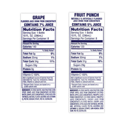 Fruit Juice Variety Pack, Fruit Punch, Grape, And Orange Pineapple, 10 Oz Bottles, 24/carton