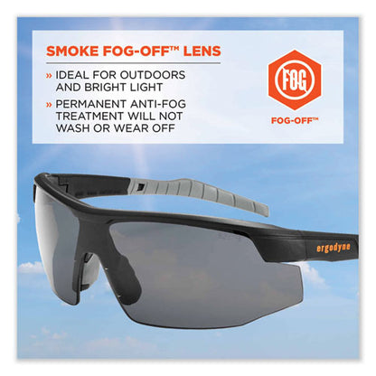 Skullerz Skoll Safety Glasses, Matte Black Nylon Impact Frame, Anti-fog Smoke Polycarbonate Lens