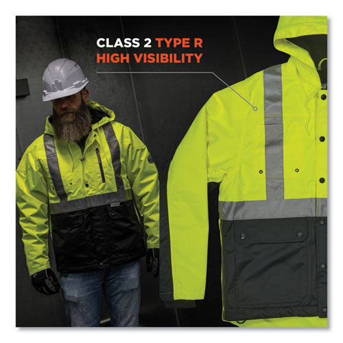 Glowear 8275 Class 2 Heavy-duty Hi-vis Workwear Sherpa Lined Jacket, Medium, Lime