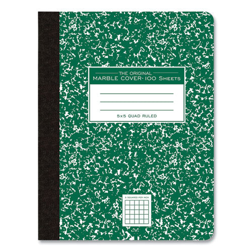 Hardcover Composition Book, Quadrille 5 Sq/in Rule, Green Marble Cover, (100) 9.75 X 7.5 Sheets, 24/carton