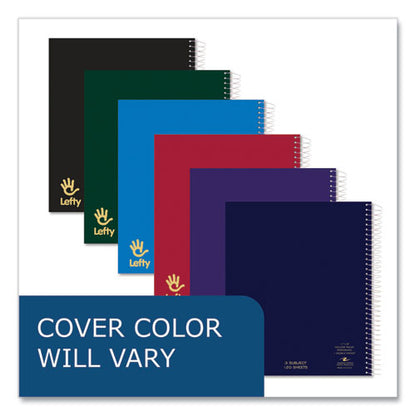 Lefty Notebook, 3-subject, Medium/college Rule, Assorted Cover Color, (120) 11 X 9 Sheet, 24/carton