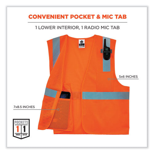 Glowear 8210hl Class 2 Economy Mesh Hook And Loop Vest, Polyester, 4x-large/5x-large, Orange