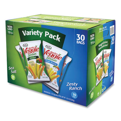 Veggie Straws, Cheddar Cheese/sea Salt/zesty Ranch, 1 Oz Bag, 30 Bags/carton