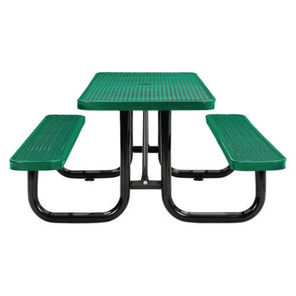 Expanded Steel Picnic Table, Rectangular, 72 X 62 X 29.5, Green Top, Green Base/legs