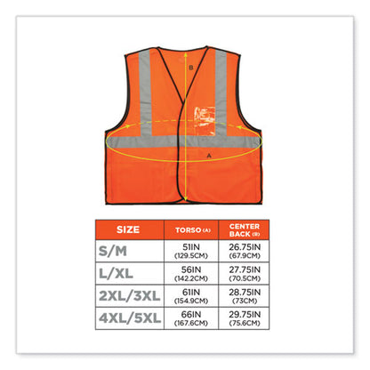 Glowear 8216ba Class 2 Breakaway Mesh Id Holder Vest, Polyester, Small/medium, Orange