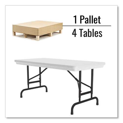 Adjustable Folding Table, Rectangular, 48" X 24" X 22" To 32", Gray Granite Top, Black Legs, 4/pallet