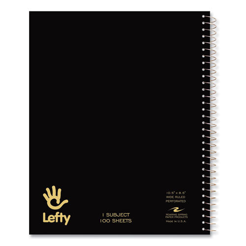 Lefty Notebook, 1-subject, Wide/legal Rule, Assorted Cover Colors, (100) 10.5 X 8.5 Sheets, 24/carton