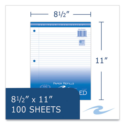 Loose Leaf Paper, 8.5 X 11, 3-hole Punched, College Rule, White, 100 Sheets/pack, 48 Packs/carton