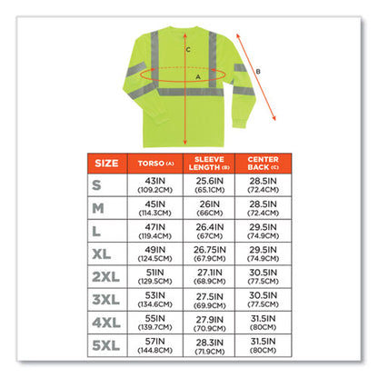 Glowear 8391 Class 3 Hi-vis Long Sleeve Shirt, Polyester, Lime, 2x-large