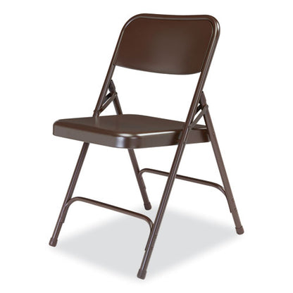 200 Series Premium All-steel Double Hinge Folding Chair, Supports Up To 500 Lb, 17.25" Seat Height, Brown, 4/carton