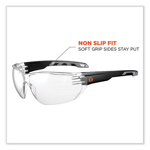 Skullerz Vali Frameless Safety Glasses, Black Nylon Impact Frame, Anti-fog Clear Polycarbonate Lens