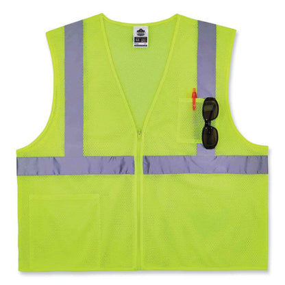 Glowear 8256z Class 2 Self-extinguishing Zipper Vest, Polyester, 2x-large/3x-large, Lime