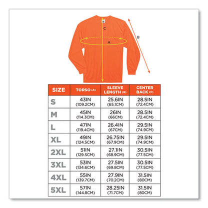 Glowear 8091 Non-certified Hi-vis Long Sleeve Shirt, 2x-large, Orange