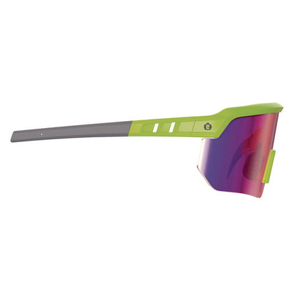 Skullerz Aegir Safety Glasses, Mirrored Lenses, Lime Nylon Impact Frame, Purple Mirror Polycarbonate Lens