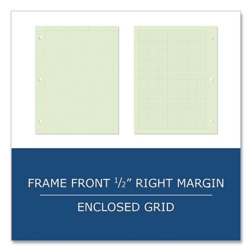 Engineer Pad, (0.5" Margins), Quad Rule (5 Sq/in, 1 Sq/in) 100 Light Green 8.5 X 11 Sheets/pad, 24/carton