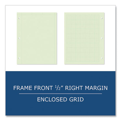 Engineer Pad, (0.5" Margins), Quad Rule (5 Sq/in, 1 Sq/in) 100 Light Green 8.5 X 11 Sheets/pad, 24/carton