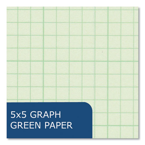 Engineer Pad, (0.5" Margins), Quad Rule (5 Sq/in, 1 Sq/in) 100 Light Green 8.5 X 11 Sheets/pad, 24/carton