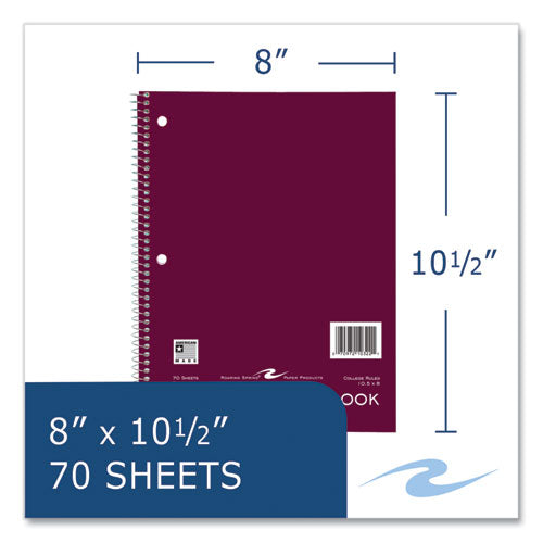 Subject Wirebound Notebook, 1-subject, Medium/college Rule, Assorted Cover, (70) 10.5 X 8 Sheets, 24/carton