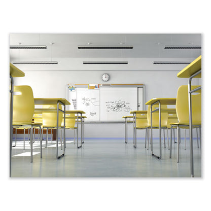 Horizontal Sliding Porcelain Magnetic Whiteboard, 144" X 48", White Surface, Anodized Aluminum Frame