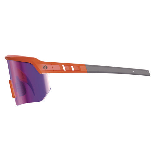 Skullerz Aegir Safety Glasses, Mirrored Lenses, Orange Nylon Impact Frame, Purple Mirror Polycarbonate Lens