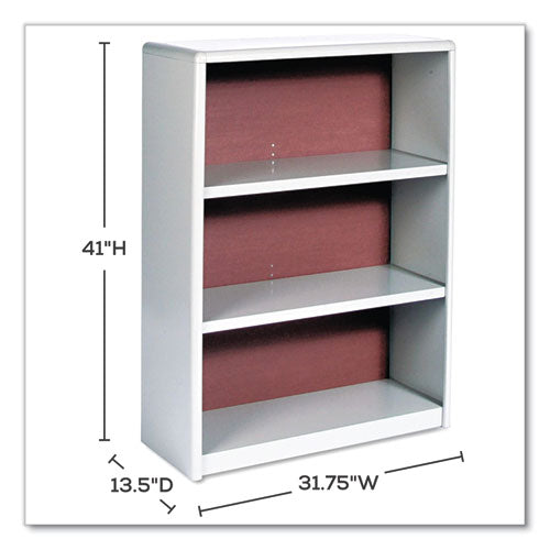 Valuemate Economy Bookcase, Three-shelf, 31.75w X 13.5d X 41h, Gray