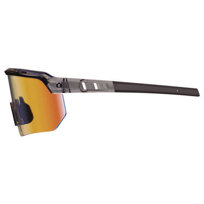 Skullerz Aegir-afaspm Anti-scratch And Enhanced Anti-fog Safety Glasses, Clear Smoke Frame, Orange Mirror Polycarb Lens