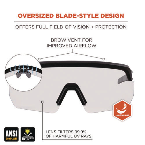 Skullerz Aegir Anti-scratch/enhanced Anti-fog Safety Glasses, Black Nylon Impact Frame, Clear Polycarbonate Lens