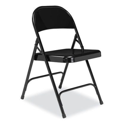 50 Series All-steel Folding Chair, Supports Up To 500 Lb, 16.75" Seat Height, Black Seat, Black Back, Black Base, 4/carton