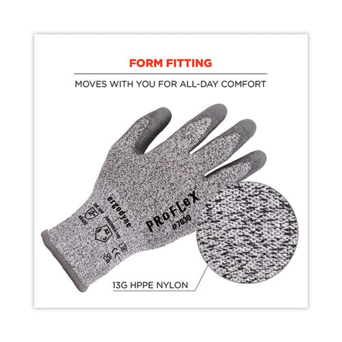 Proflex 7030 Ansi A3 Pu Coated Cr Gloves, Gray, Medium, Pair